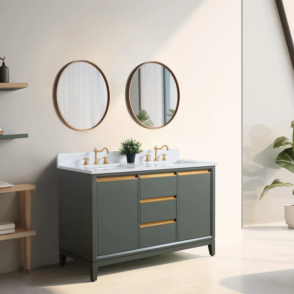 Mueble de baño Vanity Art con lavabo de cerámica y encimera de mármol de ingeniería