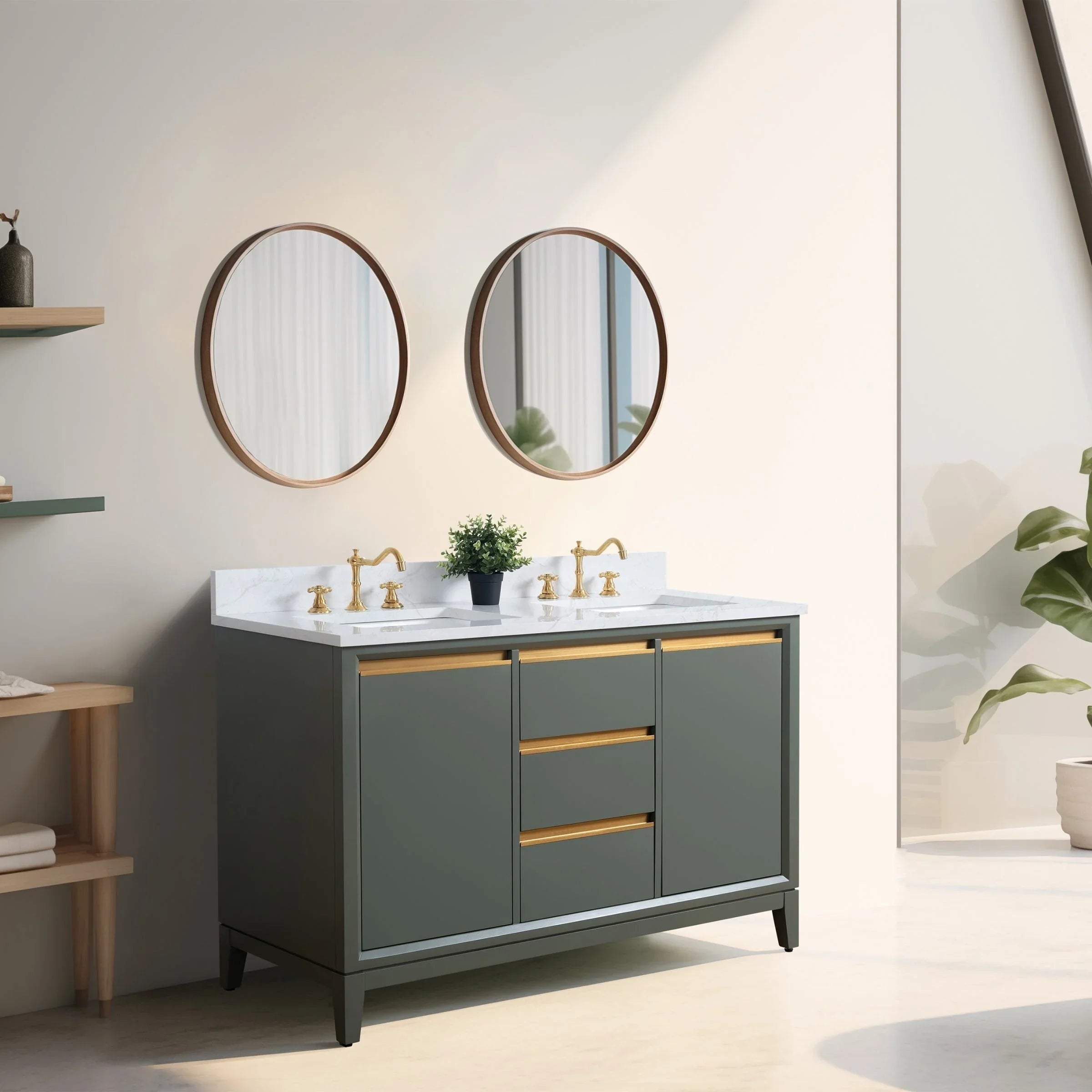 Mueble de baño Vanity Art con lavabo de cerámica y encimera de mármol de ingeniería