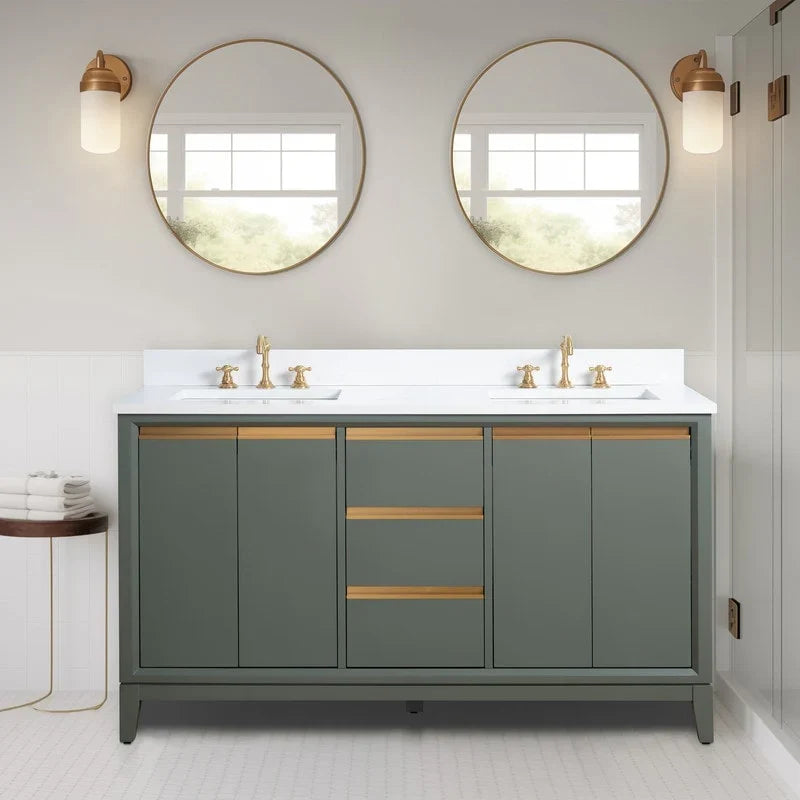 Mueble de baño Vanity Art con lavabo de cerámica y encimera de mármol de ingeniería