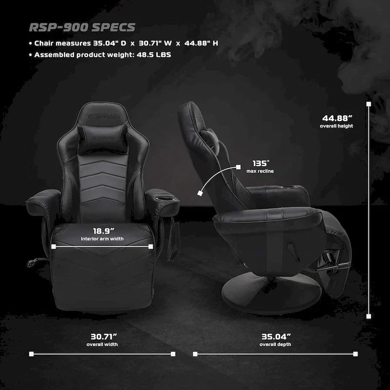 Sillón reclinable para videojuegos - Silla de juego reclinable con reposapiés