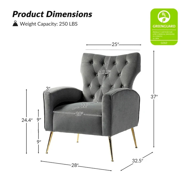 Sillón Abadiana Acolchado con Base Metálica