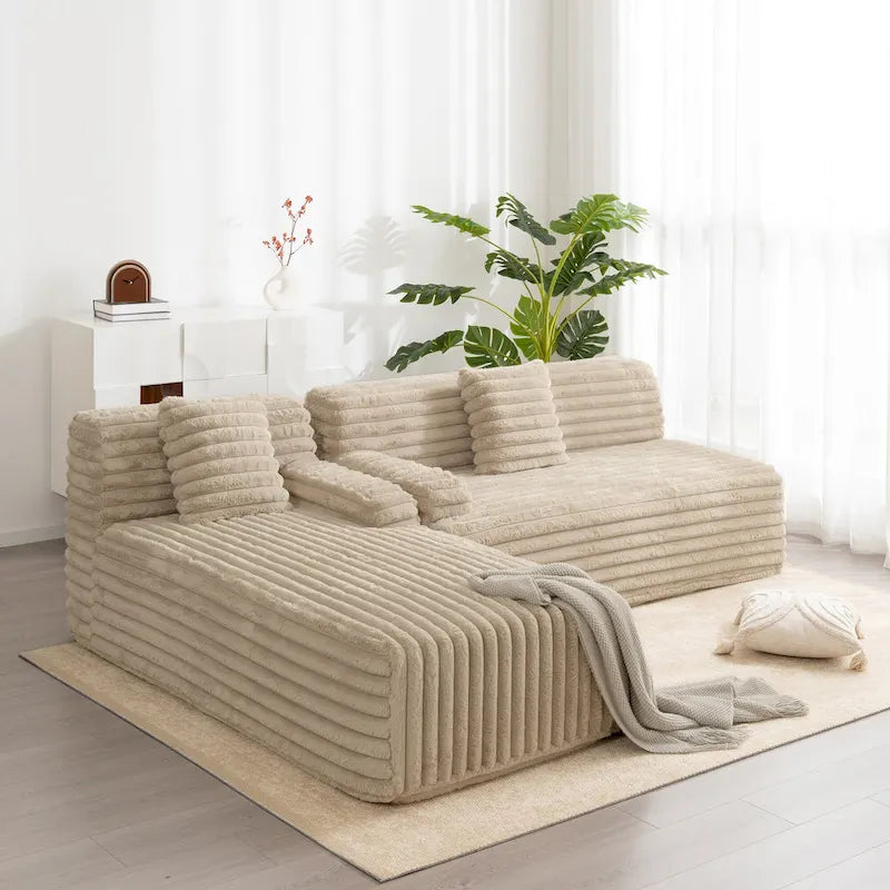 Sofá seccional Cloud, sofá moderno tapizado con 2 cojines, sofá de combinación libre, sofá seccional modular en forma de L