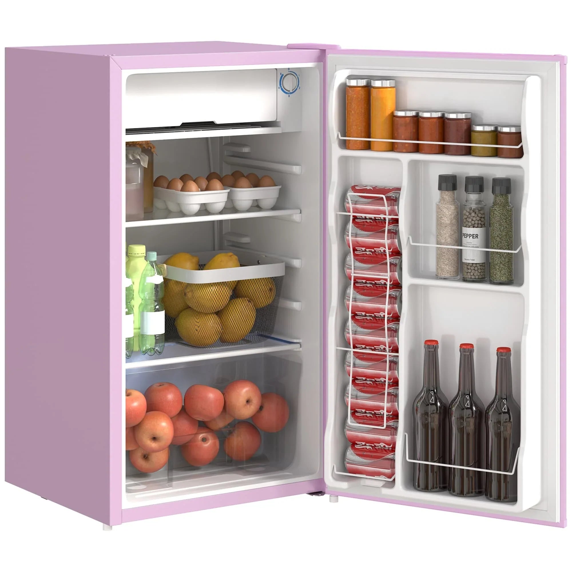 Mini Frigo da 3,2 Cu.Ft con Congelatore, Frigorifero Compatto a Porta Singola con Termostato Regolabile per Camera da Letto