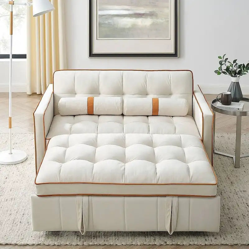Sofá Cama Extraíble Multifuncional de Terciopelo con Respaldo Reclinable Ajustable con Almohadas - N/A