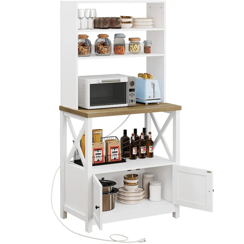 Estantería de cocina Moasis de 5 niveles con estantes de almacenamiento, soporte para microondas, organizador de estantes de cocina