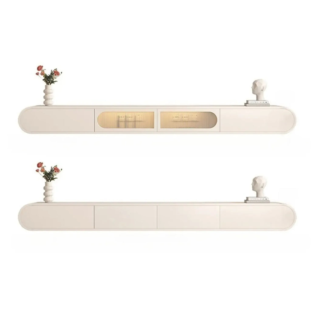 Mueble de TV Flotante de Madera Blanca con Almacenamiento para Sala de Estar