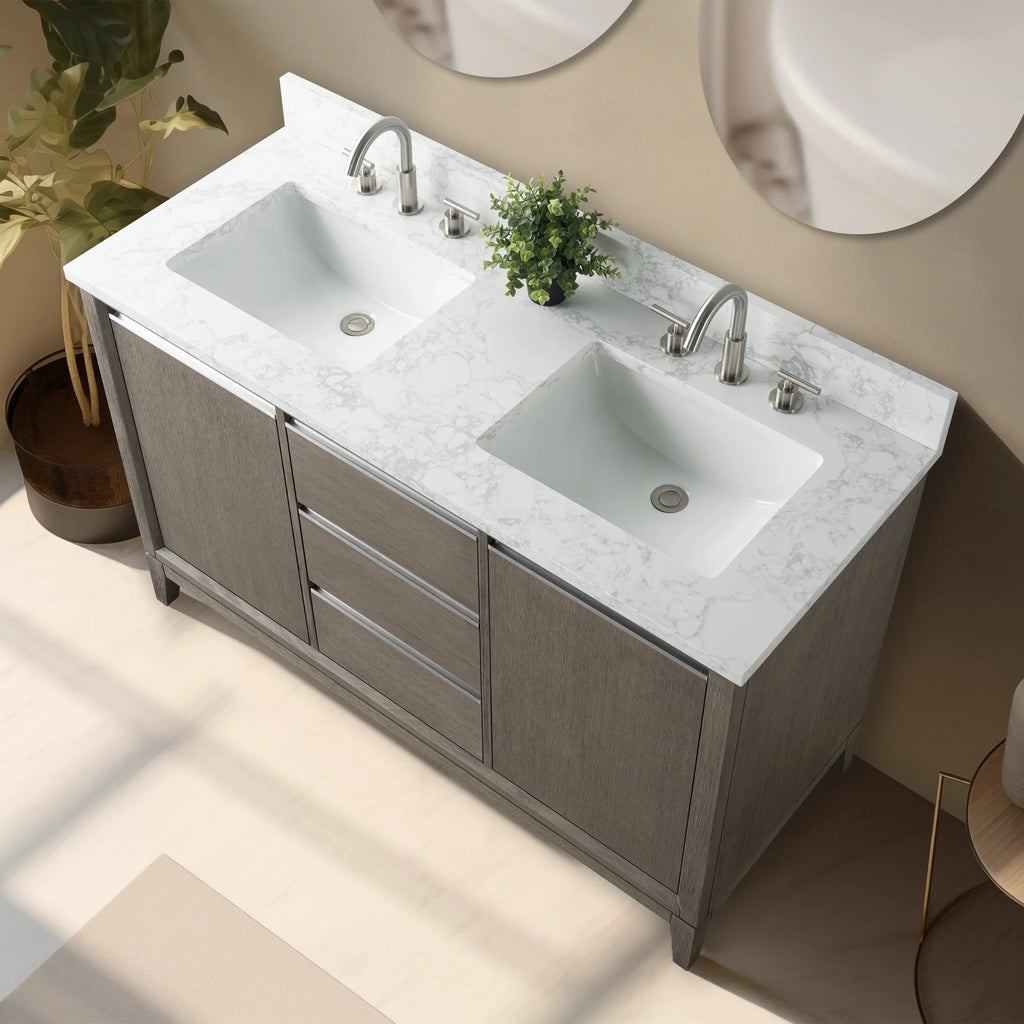 Mueble de baño Vanity Art con lavabo de cerámica y encimera de mármol de ingeniería