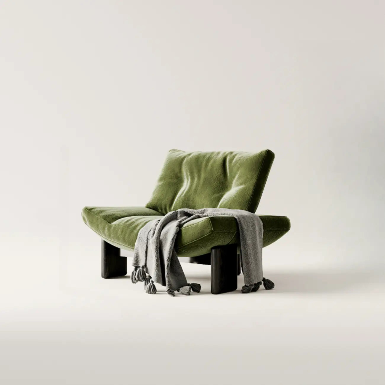Sillón decorativo de chenilla sin brazos, tapizado, negro contemporáneo