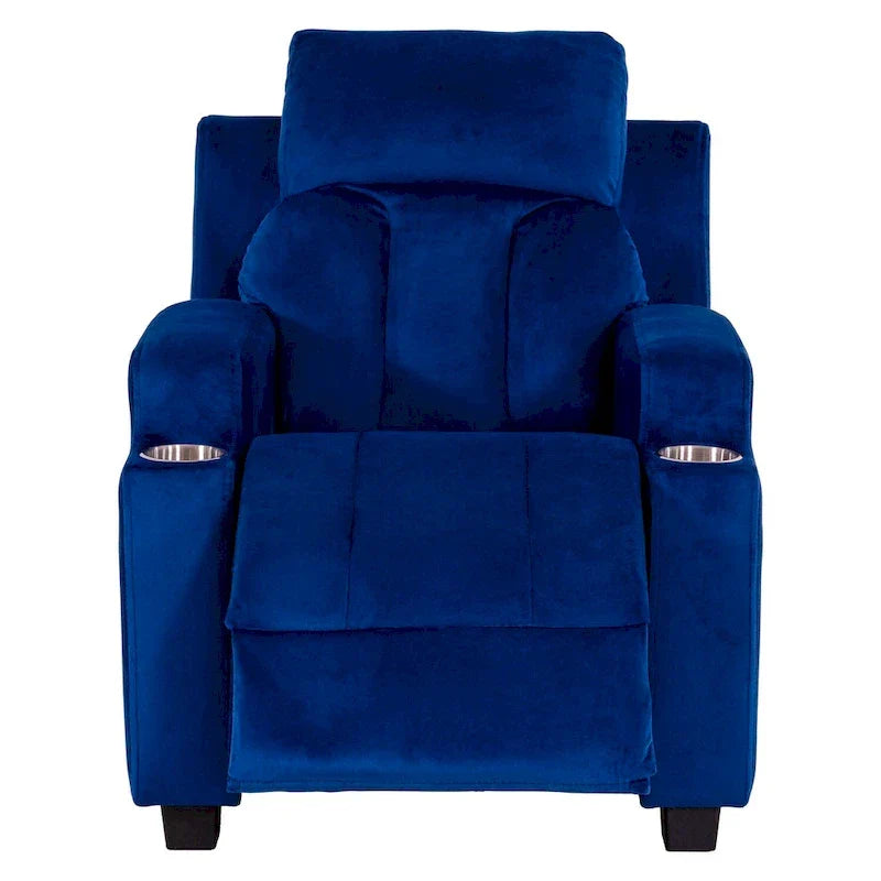Sillón Reclinable Deluxe para Niños con Reposapiés, Reposacabezas y 2 Portavasos, Reclinable Infantil de Microfibra para Mayores de 3 Años