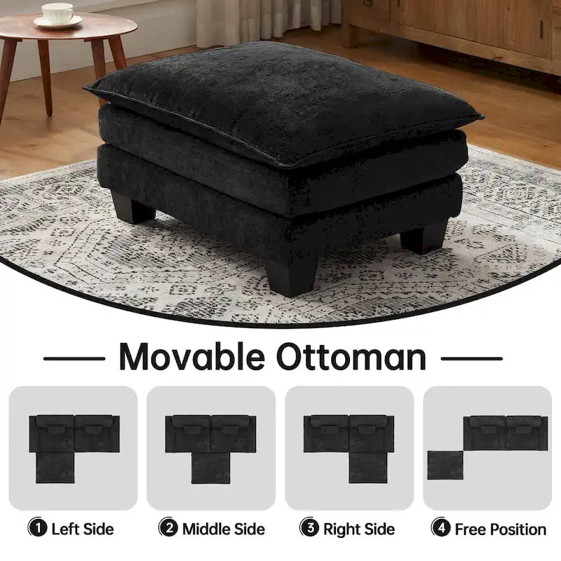Sofá seccional modular, sofá seccional Cloud cómodo con otomana, sofá cama de asiento profundo para sala de estar