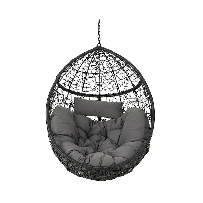 Sillón Colgante de Exterior de Mimbre Impermeable con Cojines, Asiento de Hamaca - Capacidad de 136 kg