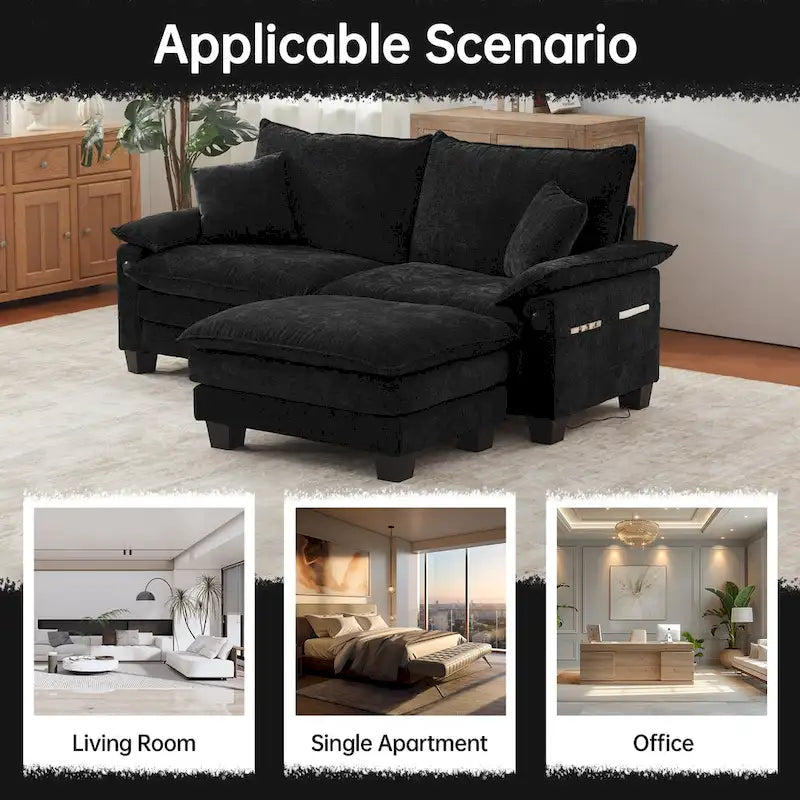 Sofá seccional modular, sofá seccional Cloud cómodo con otomana, sofá cama de asiento profundo para sala de estar