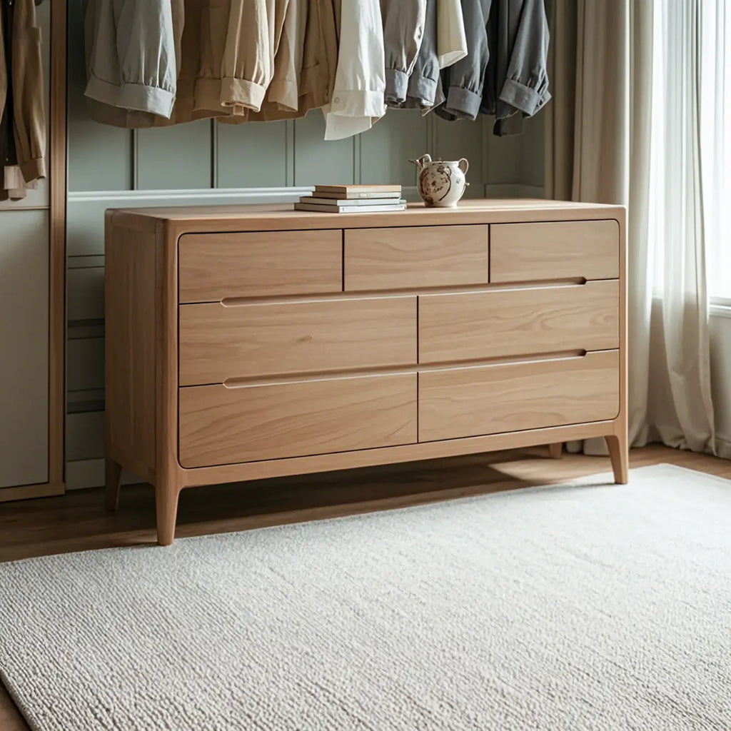 Cómoda doble tradicional de madera de roble natural para dormitorio