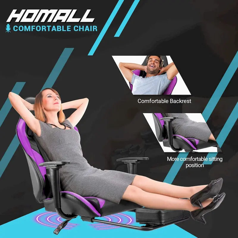 Silla Gamer con Reposapiés - Silla de Escritorio Ergonómica