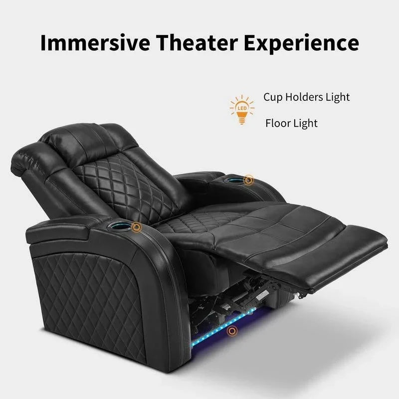 MCombo Sillón reclinable eléctrico con reposacabezas ajustable, asiento de cine en casa de dos motores con puerto USB, cuero transpirable HTS411
