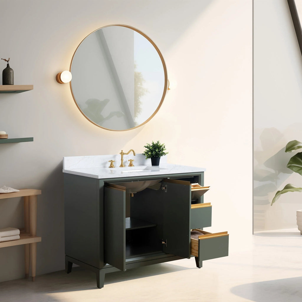Mueble de baño Vanity Art con lavabo de cerámica y encimera de mármol de ingeniería