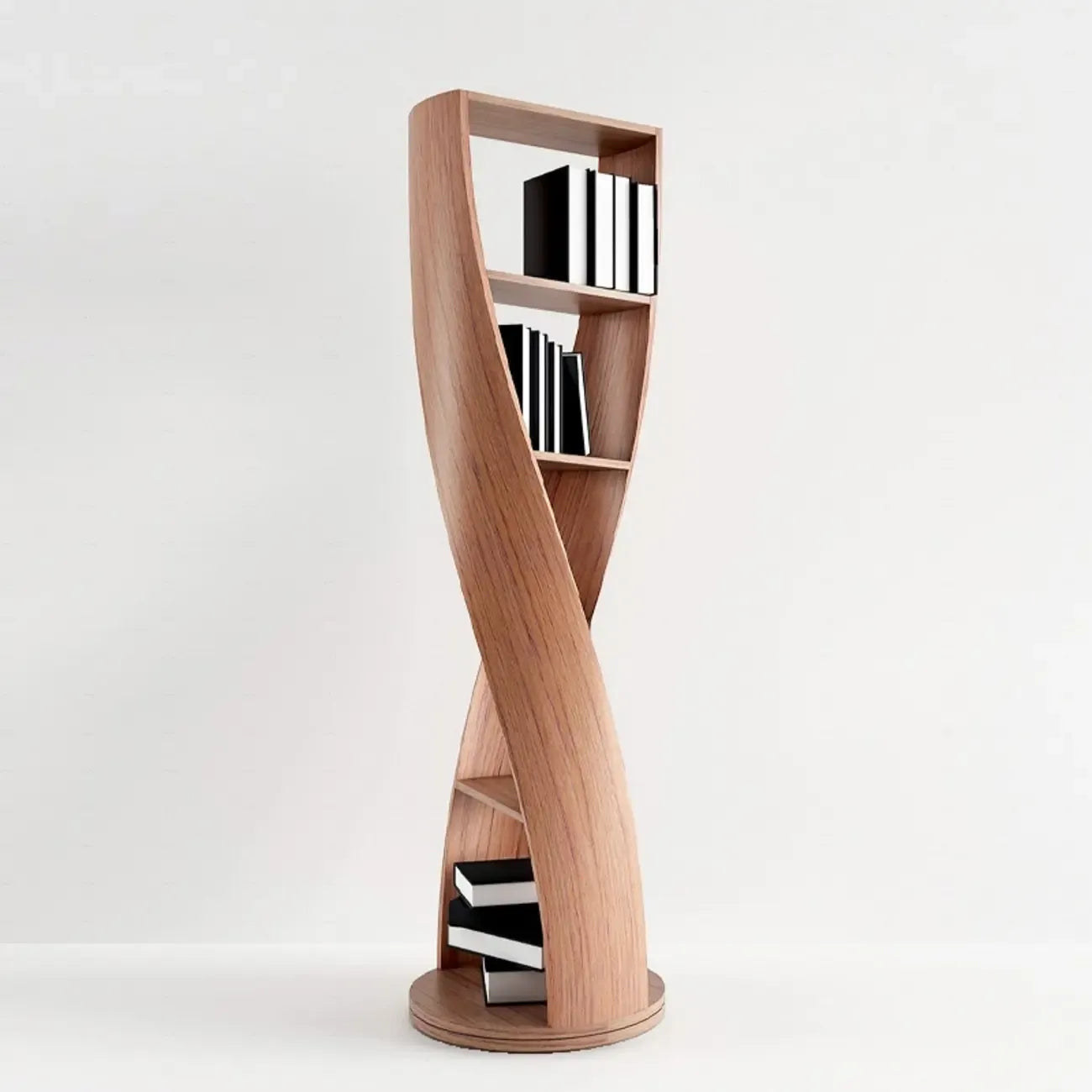 Estantería vertical de madera de 5 niveles con forma de reloj de arena contemporáneo