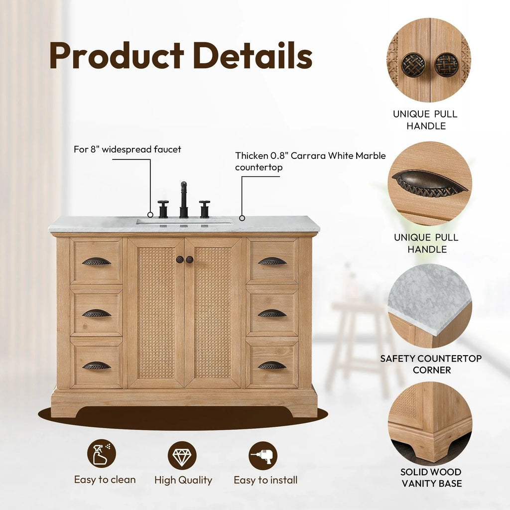 Mueble de baño Hervas con encimera de mármol natural sin espejo