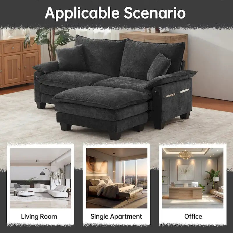 Sofá seccional modular, sofá seccional Cloud cómodo con otomana, sofá cama de asiento profundo para sala de estar