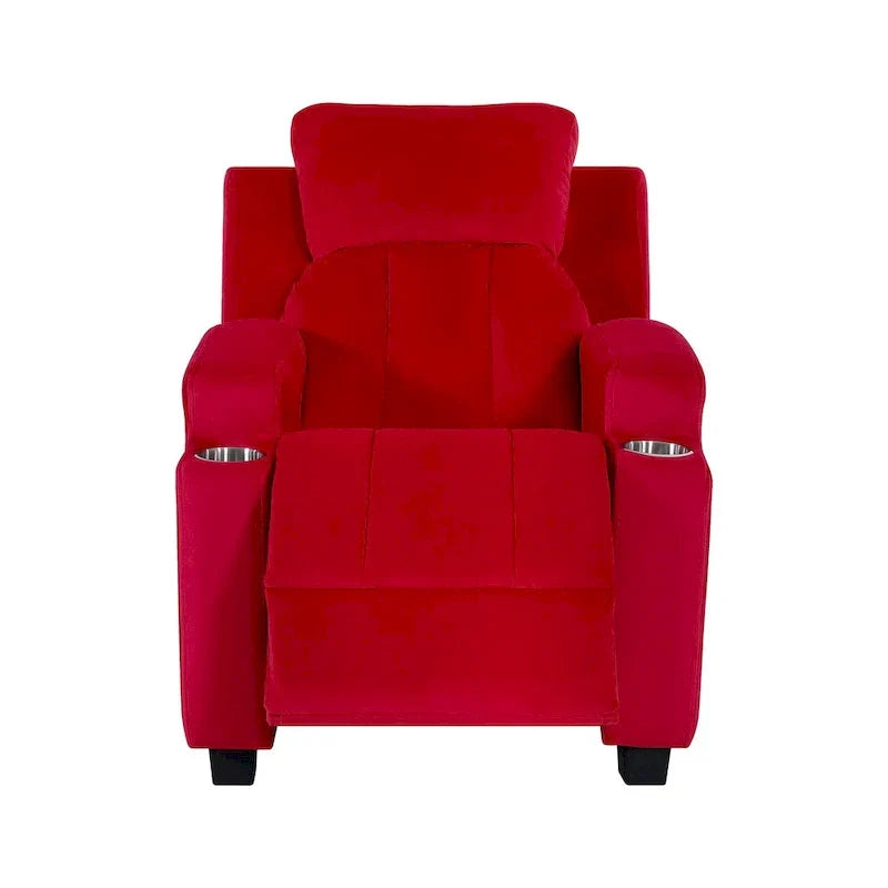 Sillón Reclinable Deluxe para Niños con Reposapiés, Reposacabezas y 2 Portavasos, Reclinable Infantil de Microfibra para Mayores de 3 Años