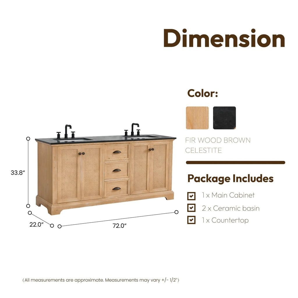 Mueble de baño Hervas con encimera de mármol natural sin espejo