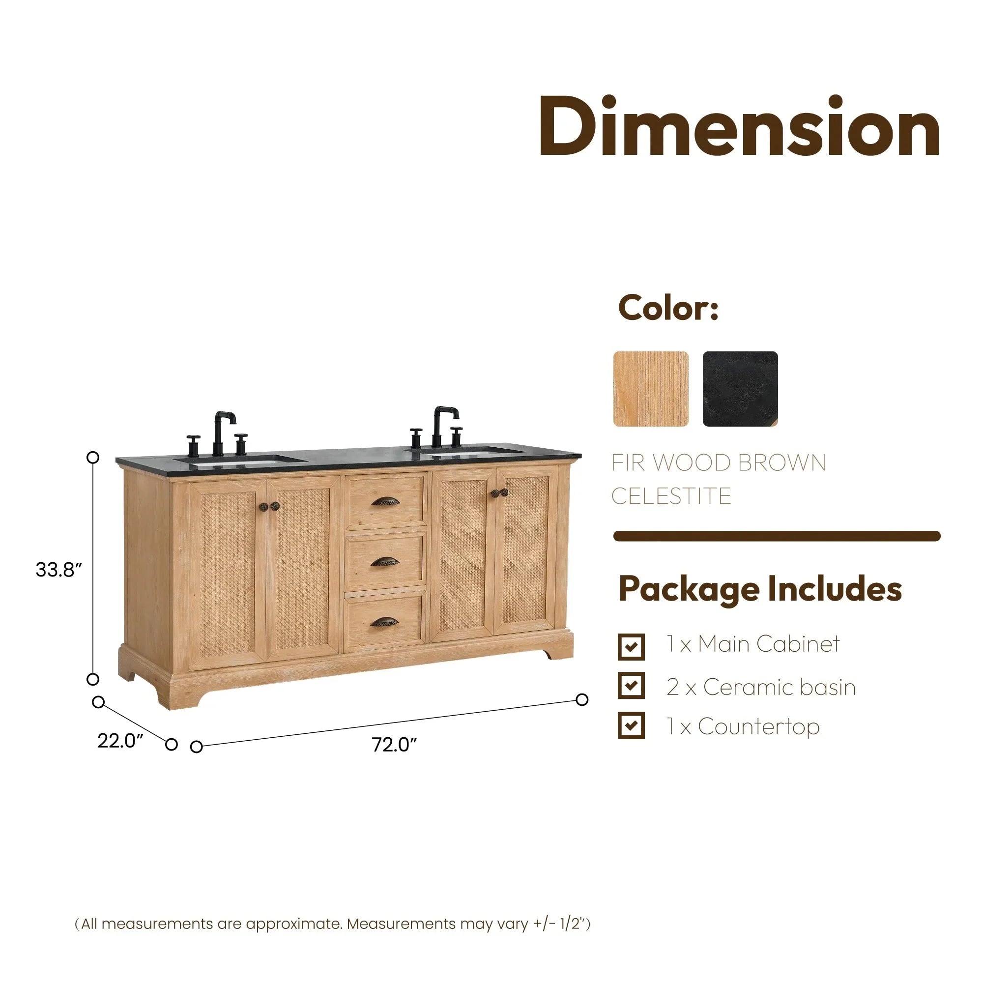 Mueble de baño Hervas con encimera de mármol natural sin espejo
