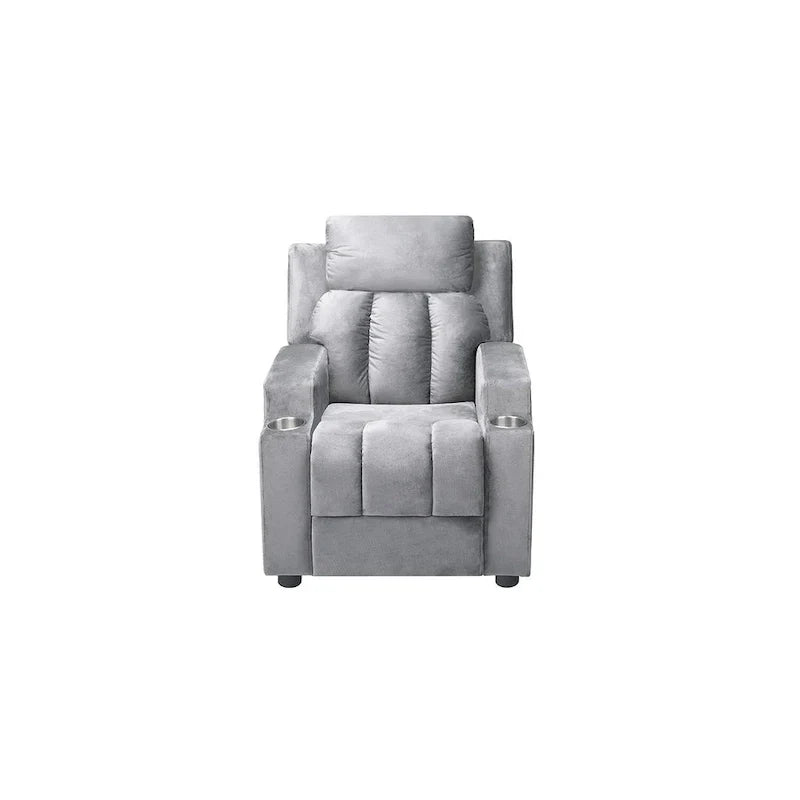 Sillón Reclinable Deluxe para Niños con Reposapiés, Reposacabezas y 2 Portavasos, Reclinable Infantil de Microfibra para Mayores de 3 Años