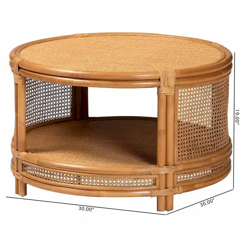 Mesa de centro Louis de ratán marrón natural estilo bohemio de bali & pari