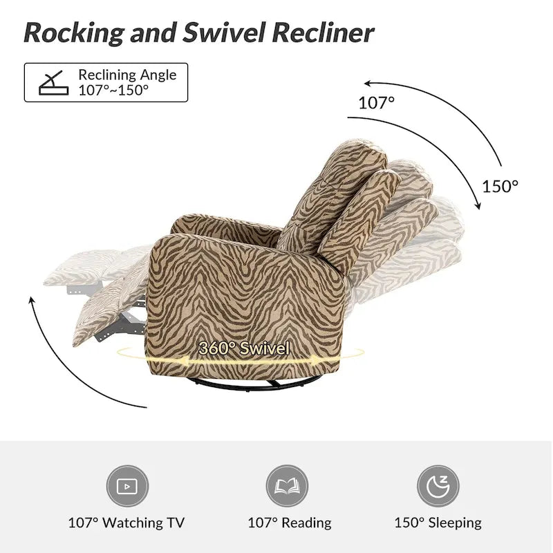 Arlette Sillón Reclinable Giratorio Manual Floral Contemporáneo con Respaldo Capitaneado